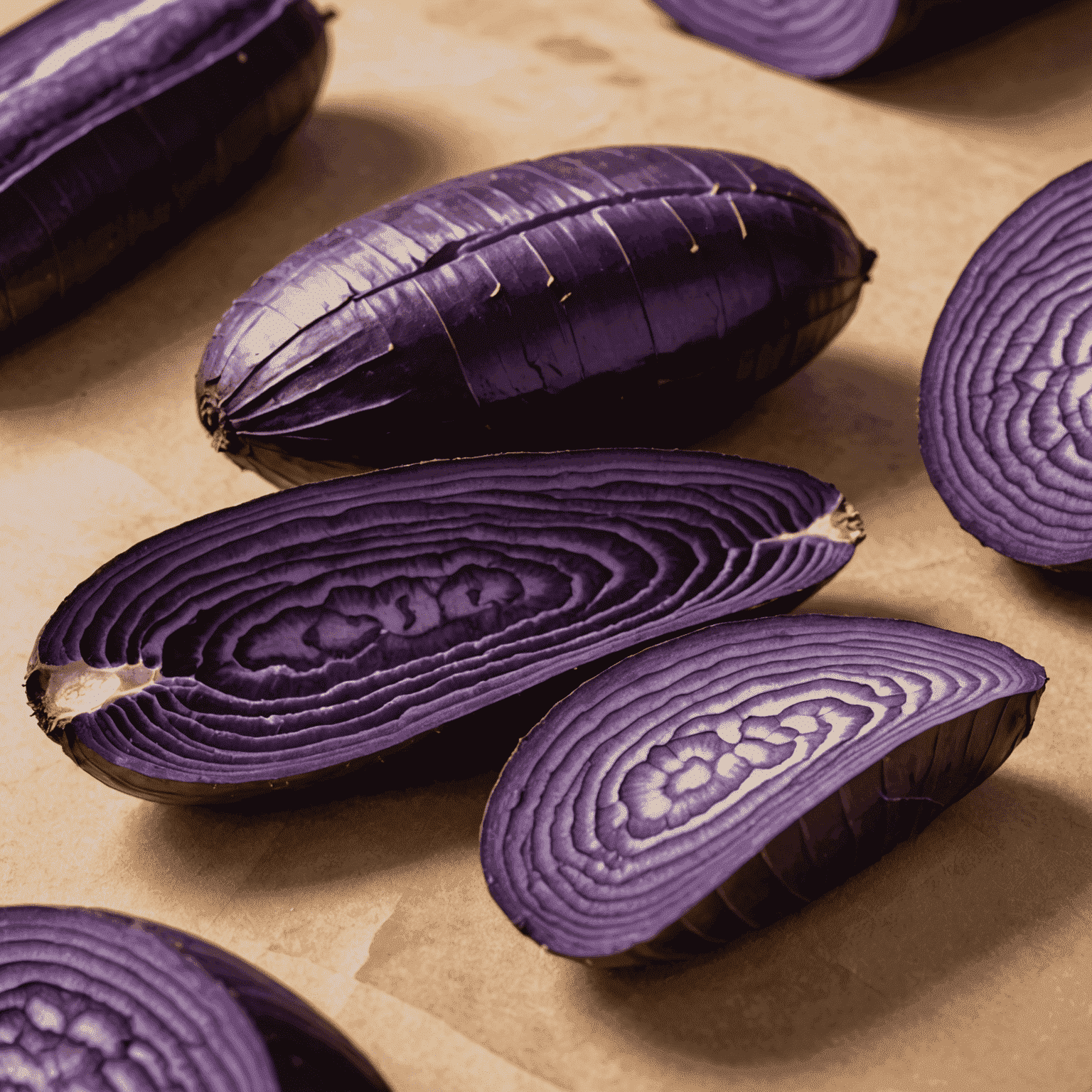 A sliced purple ube yam revealing its vibrant interior